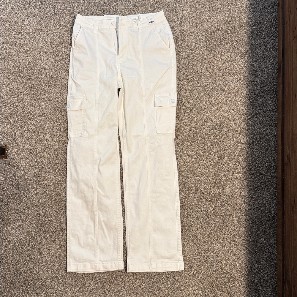 JUDY BLUE WHITE HIGH RISE CARGO STRAIGHT